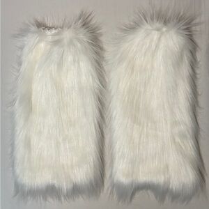 White Faux Fur Leg Warmers
